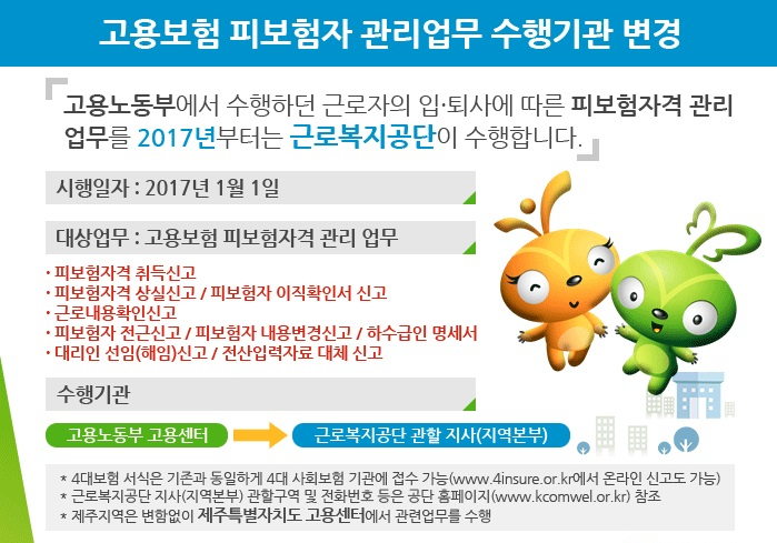 고용보험 피보험자 업무 소관기관 이관