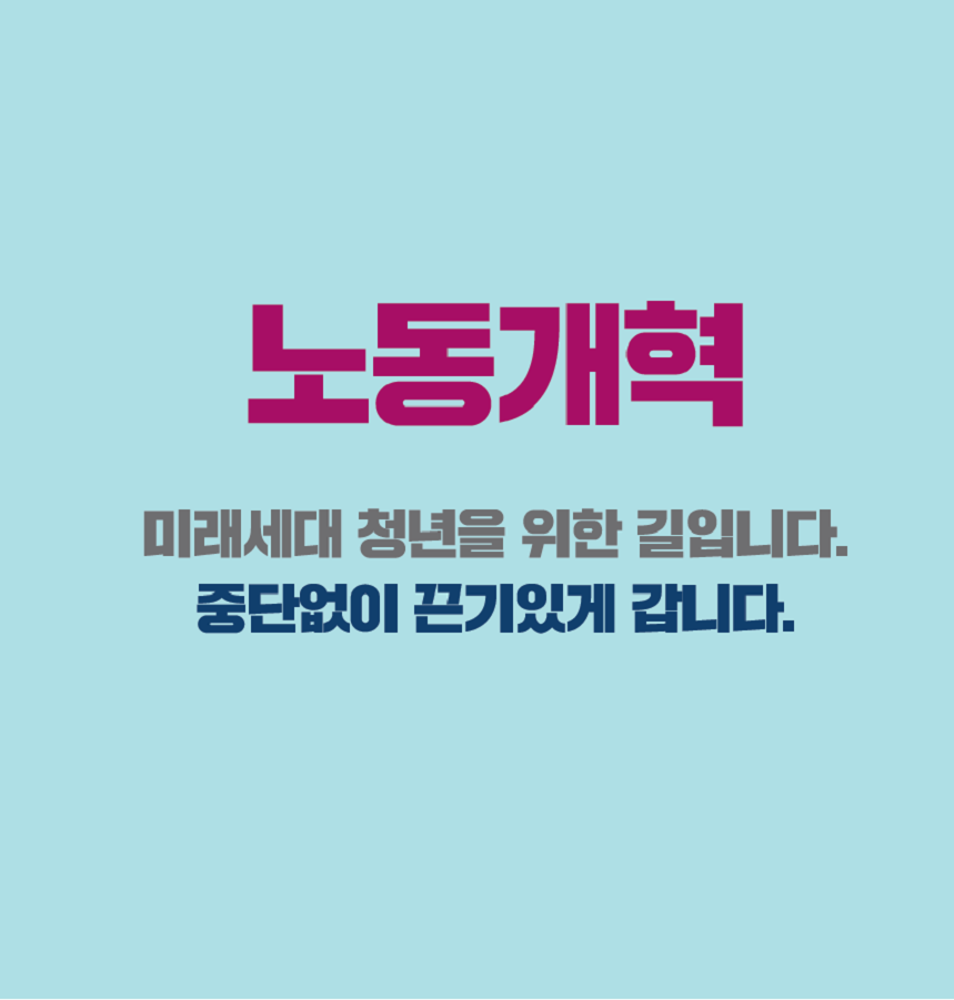 노동개혁 미래세대 청년을 위한 길입니다. 중단없이 끈기있게 갑니다. 