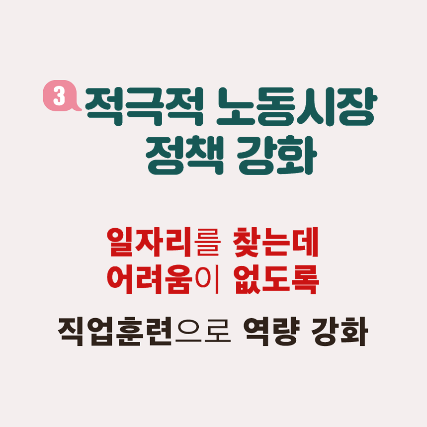 3.적극적 노동시장 정책강화 일자리를 찾는데 어려움이 없도록 직업휸련으로 역량강화