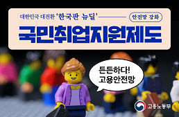 대한민국 대전화 '한국판 뉴딜'  안전망 강화

국민취업지원제도 
든든하다! 고용안전망
 
고용노동부

