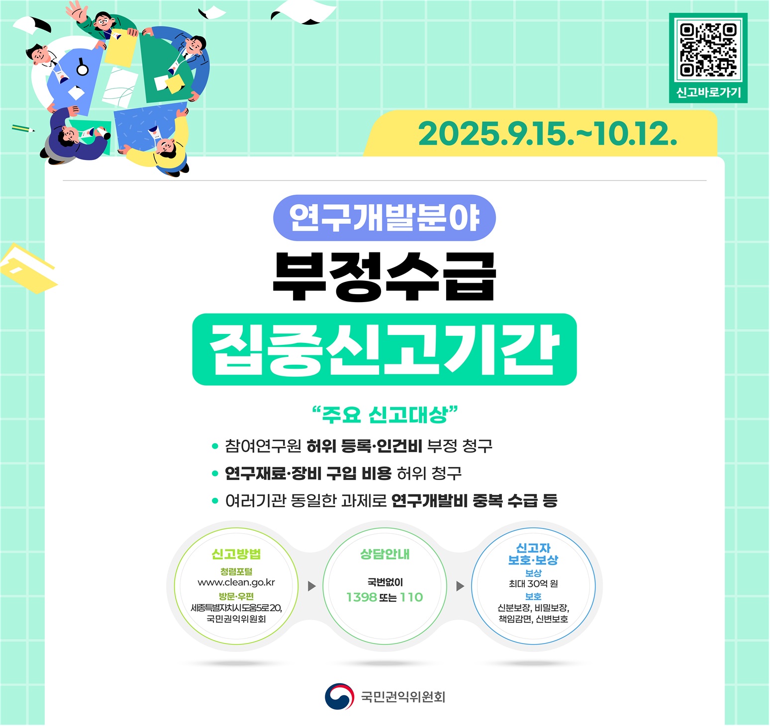 「정부지원금(연구개발분야) 부정수급 집중신고기간 운영」홍보 