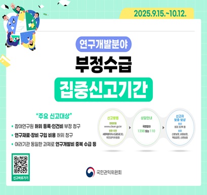 '25년 정부지원금 부정수급 집중신고기간 운영