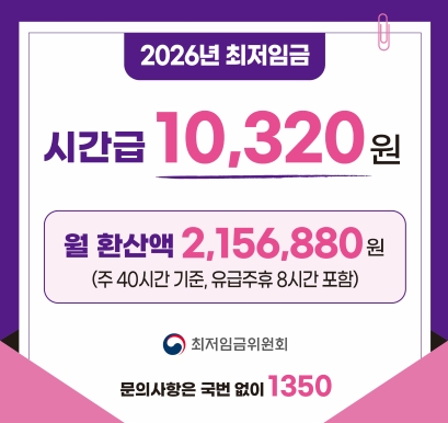 2026년도 적용 최저임금 안내